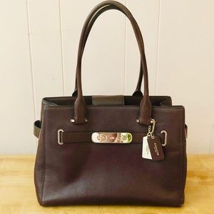 Coach wine leather handbag
